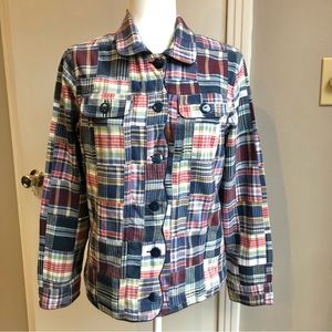 Christopher&Banks cotton madras plaid patchwork cropped jacket size M EUC